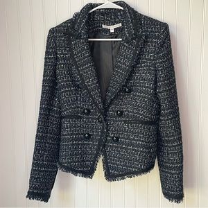 Veronica Beard Cooke Dickey Jacket Navy Blue Tweed Size 8